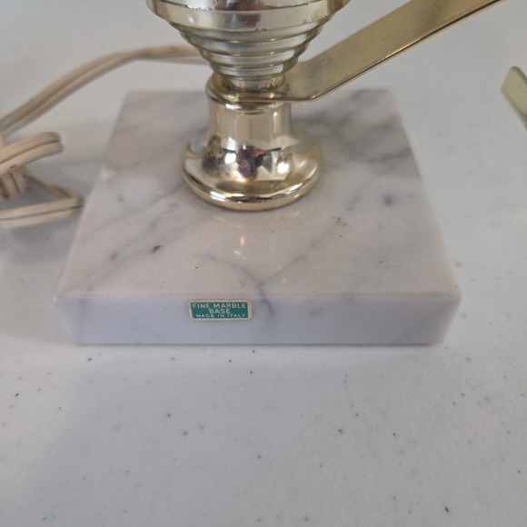 Vintage Italian Marble 3" Base Square Lamp Genie Handle Style 1950s Electric - Picture 3 of 15